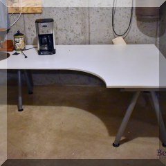 F73. Ikea corner desk with telesoping legs. 80” x 47” - $150